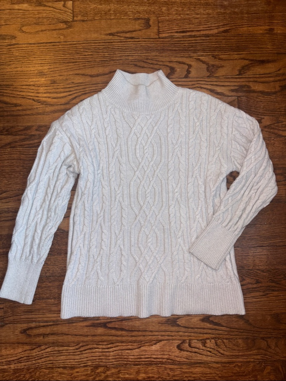 Tahari Cream Cable Turtleneck Sweater